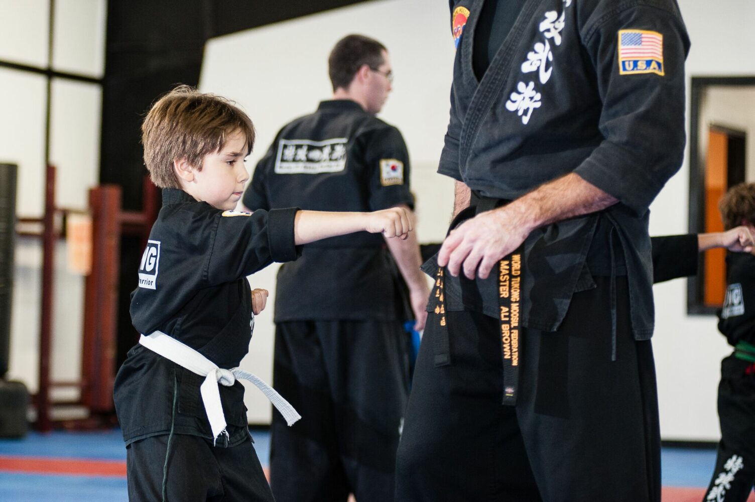 Young student practicing Tukong martial arts at Tukong Austin